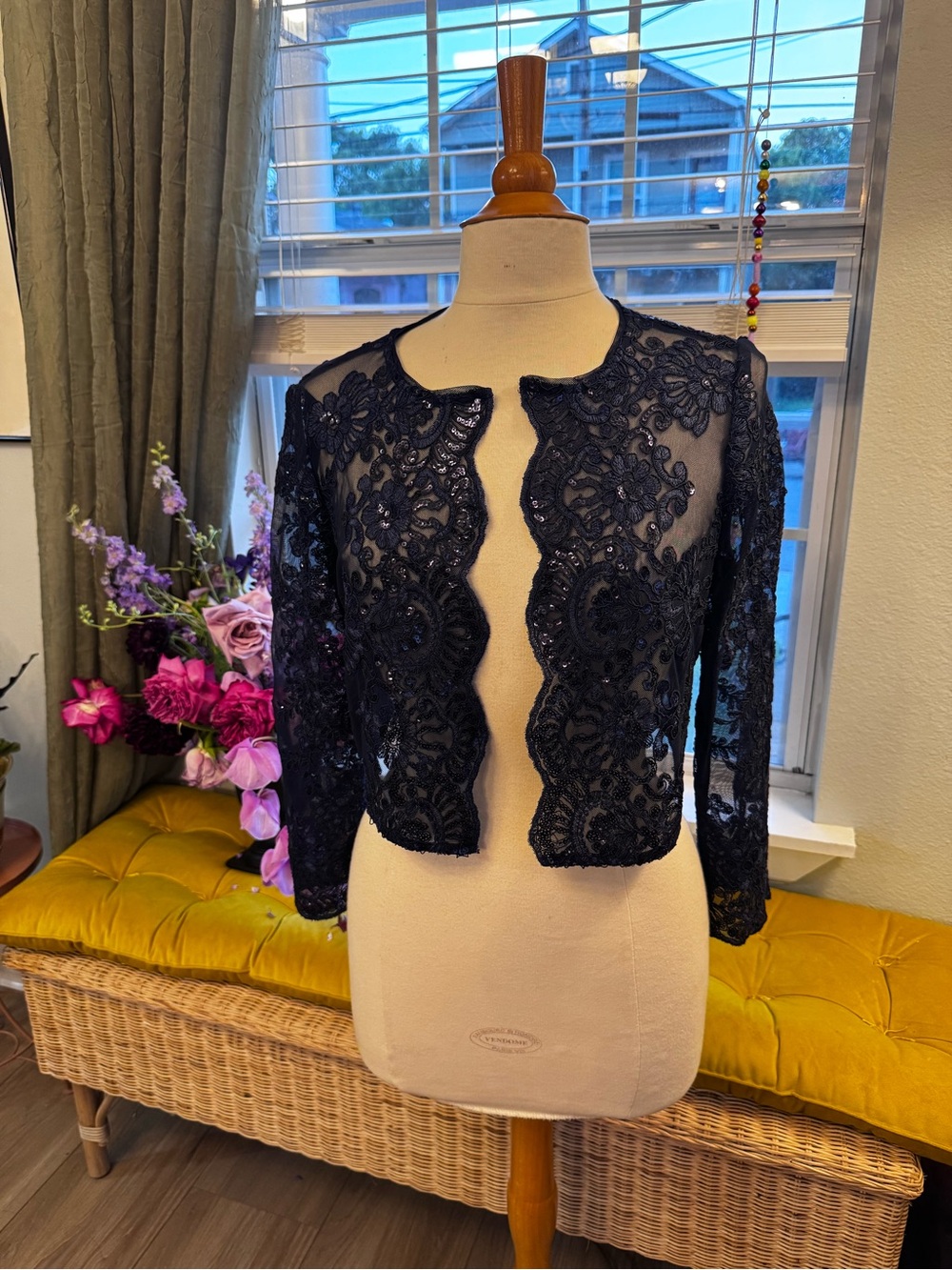 Alex Evenings Navy Lace Evening Jacket